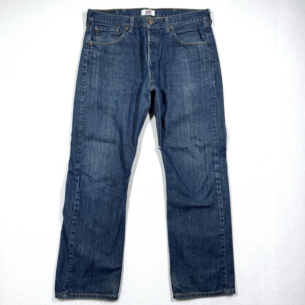 Vintage Levis 501 Jeans Mens 38x32 Dark Wash Straight Leg Button Fly Denim Y2K